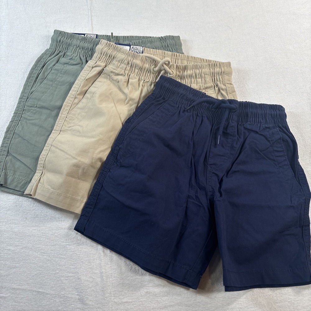 Lot Of 3 Gap Kids Boys Pull On Shorts XS 4/5 Blue/ Khaki/ Green